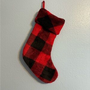 Red & Black Buffalo Plaid Fuzzy Christmas Stocking